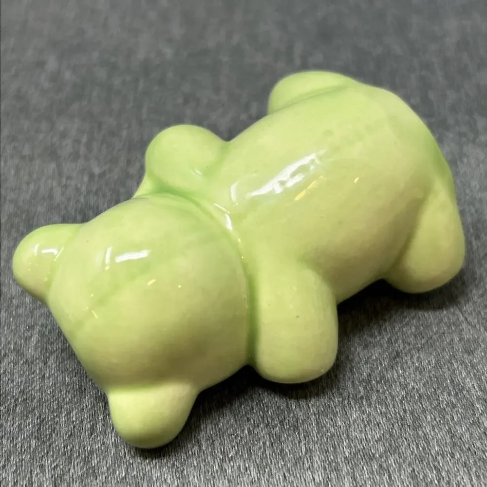 Vintage Lime Green Ceramic Teddy Bear Stitch Macrame Bead Crafting Supplies